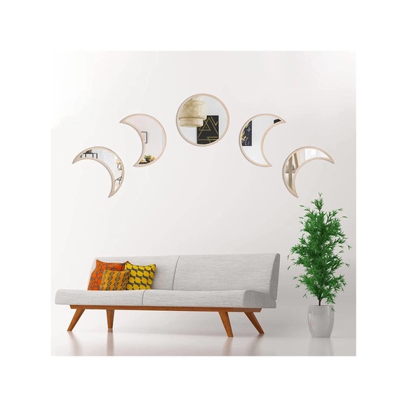 5 piece set: Moon Shaped Mirror boho home decor - Picture 5 of 6